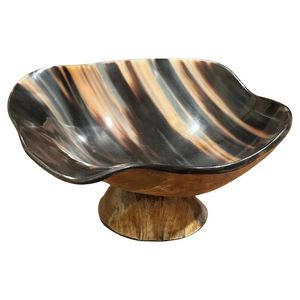 Bol en corne de buffle poli de meilleure qualité pour ustensiles de cuisine faits à la main avec décoration en agate de couleur naturelle écologique - Product Image 4