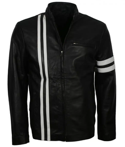 Venta caliente de los hombres Slim Fit Biker Jacket Nuevo producto-Cuero negro desgastado con cremallera de marca para montar en bicicleta de invierno - Product Image 3