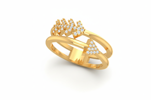 Anillo Abierto con Diseño de Punta de Flecha y Corona en Oro de 14K y Diamantes Naturales para Mujer - Product Image 4