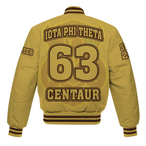 Iota Phi Theta Brown Gold Greek 1963 Varsity Jacket Letterman Fraternity Apparel Premium Classic University Outerwear - Product Image 3