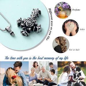 Cremation urn <b>For</b> <b>Ashes</b> Rose Shape Stainless Steel Cross Memorial Cremation <b>Ashes</b> Urn Pendant <b>Necklace</b> Jewelry Urn Custom Size - Product Image 3