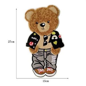 Ready to Ship Small MOQ Western Styles Lightweight Embroidery Patches Sew on pink Animal Bear Alphabet Flower Design for <b>Hoodie</b> - Product Image 1