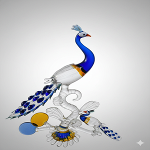 Handblown <b>Glass</b> Peacock Figurine Animal Theme Decor Craft <b>Ornament</b> - Product Image 1