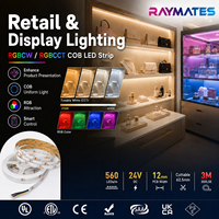 Bande LED COB RGBCCT 24V, 560 LED, 5M, flexible, découpable, sans points, ruban haute densité, blanc réglable pour étagère, vitrine