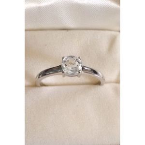 White Topaz Gemstone <b>Ring</b> Fashionable Statement 18K Gold Plated Adjustable <b>Opening</b> Copper Inlay Stylish Engagement <b>Ring</b> - Product Image 1