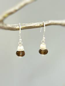 Smoky Quartz 925 Sterling Silver Freshwater Pearl Gemstone <b>Earrings</b> <b>Hook</b> <b>Earrings</b> for Girls Handmade Jewelry Silver <b>Earrings</b> - Product Image 2