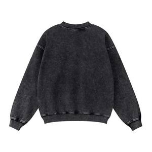 Sweatshirts pour hommes en éponge française lavés à l'acide vintage 380gsm personnalisés vente en gros de pulls ras du cou en coton pour hommes - Product Image 5