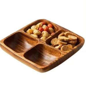 Plateau de service de fruits secs décoratif de Noël au design moderne unique pour table en bois de manguier Plateau de service décoratif - Product Image 1