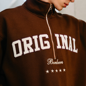 เสื้อสเวตเชิ้ตผู้ชายคอตั้งแบบซิป ¼  ทรงสตรีทแวร์ ปักโลโก้ตามสั่ง คุณภาพสูง มีกระเป๋าจิงโจ้ - Product Image 6