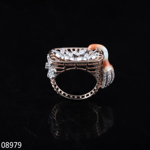 Vintage Diamond Cluster Cocktail Ring Women's 18K Two Tone Gold Party Gift 14K Rose Gold Lab Grown for Certified Brilliant Cut - Product Image 5