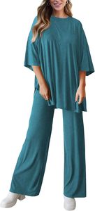 Ensemble deux pièces pour femmes-Ensemble de survêtements d'été-Mignon pyjama décontracté-Ensemble d'entraînement-Léger, doux et extensible-Coupe ample/Pullover - Product Image 4