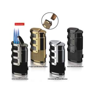 Encendedor de Cigarros JH Premium de Lujo, Moderno, Metálico, Resistente al Viento, con <span class=keywords><strong>Triple</strong></span> Llama Azul, Recargable con Butano, Encendedor de Viaje con Punzón para Cigarros - Product Image 4