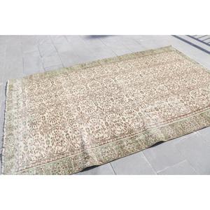 พรมขนาด 5.6x9.2 ฟุต, พรมตุรกีโบราณ, พรมขนสัตว์โมร็อกโกสีเขียวน้ำตาล - Product Image 2