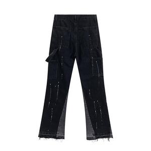 <b>Men</b> Hand-painted Micro-ripped <b>Jeans</b> Tight and Tall All-in-1 Cross American High Street Color Stacked <b>Flare</b> <b>Jeans</b> <b>Men</b> Raw Denim - Product Image 2