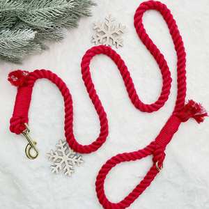 Laisse de chien rouge de luxe de 5 pieds corde de coton à dégagement rapide avec décoration en dentelle harnais de chien en Nylon personnalisable - Product Image 5