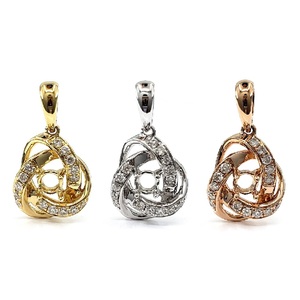 Livraison rapide bijoux habile Top qualité 18K solide or Rose véritable diamant rond Semi Mount pendentif pour femme - Product Image 4