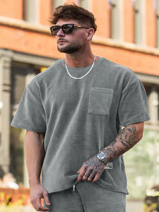 OEM Round Neck <b>Corduroy</b> Summer T-<b>Shirts</b> Thick Heavy Weight Short Sleeve Tee Oversize <b>Shirts</b> Man T-<b>shirt</b> <b>for</b> <b>men</b> - Product Image 4