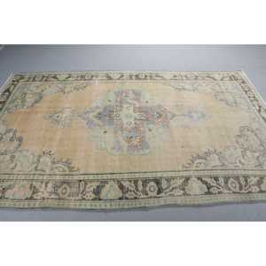 พรมวินเทจตุรกีขนาดใหญ่ 5.3x8.8 ฟุต พรมขนสัตว์สีน้ำเงิน - Product Image 2