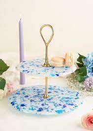 Présentoir à gâteau en métal avec cristaux suspendus Présentoir à gâteau design décoratif de forme ronde Qualité supérieure originaire d'Inde - Product Image 4