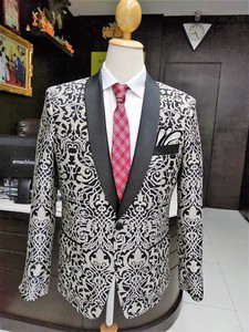 กางเกงทักซิโด้ผ้าแจ็คการ์ดสำหรับผู้ใหญ่สูทแต่งงานของผู้ชายทรงสลิมคลาสสิกมีซิปกระดุมแถวเดียวระบายอากาศได้ดีสำหรับ100% - Product Image 6