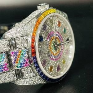 Top Trending colorido Baguette y redondo VVS Moissanite diamante automático Iced Out reloj de pulsera Hip Hop mecánico moda masculina - Product Image 4