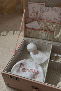 Pink Rectangular Storage Trunk with Lid Embroidered Name Organized Baby Clothes Toy Box for <b>Nursery</b> - Product Image 2