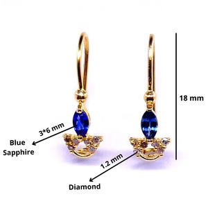 Pendientes de oro de 14 quilates hechos a mano con diamantes de imitación, joyería con piedras preciosas de zafiro azul, para mujeres - Product Image 2