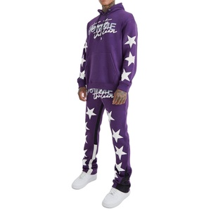 Ensemble de survêtement pour homme en coton écologique 2025, tendance, sweat-shirts à capuche, tenue de jogging en molleton, logo imprimé à l'écran, sweat-shirts pour homme - Product Image 1