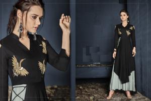 Heavy Riyon Long Kurti con trabajo de bordado para venta en línea - Product Image 3