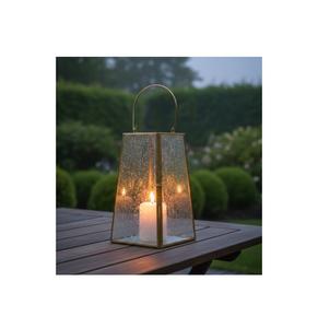 Farol de Metal de Latón de Estilo Vintage con Vidrio Texturizado, Decorativo para Interiores y Exteriores, Portavelas de Mesa para Decoración del Hogar y Jardín - Product Image 1