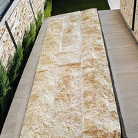 Carreaux de pierre calcaire naturelle dorée à face fendue, fabrication turque, modernes, 15x10x20cm, pour construction murale extérieure, découpe sur mesure facile, 2025
