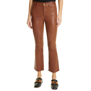 2024 tendance sur mesure femmes pantalons en cuir vente entière hiver mode plat avant Style - Product Image 1