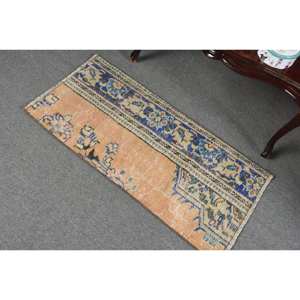 Tapis en Laine Turque Orange et Bleu Vintage de 16X35 Pieds, Tissage Plat, Design Patchwork pour Décorations de Salon, Support en Latex - Product Image 4