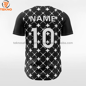 Ropa deportiva Ropa de béisbol Jersey Negro Manga corta Camisetas de softbol Botón Abajo Camisas de béisbol de moda Servicio OEM - Product Image 5
