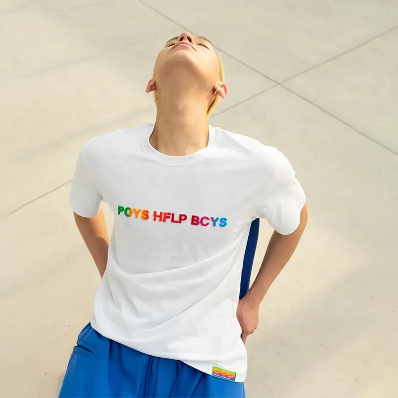 Ustom-Camiseta urbana para hombre, ropa de calle con bordado de 3D R