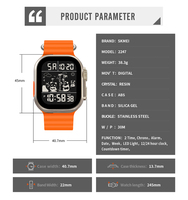 Montre chronographe numérique SKMEI 2247 tendance avec affichage LED, bracelet sport en silicone résistant à l'eau, confortable à porter au poignet