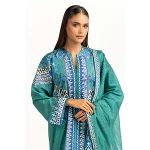 Traje de Verano Elegante e Informal de 3 Piezas para Mujer, Estampado, Color Verde Azulado, Transpirable, Largo hasta la Rodilla, Cuello Mandarín, Decoración de Diamantes, Talla XS - Product Image 2