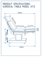 Table d'opération chirurgicale électrique complète à quatre commandes en acier inoxydable 304, transparente aux rayons X, lit d'opération chirurgical