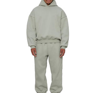 Survêtement en molleton technique surdimensionné personnalisé pour hommes poids lourd 500 GSM sweat à capuche en coton et pantalon de survêtement évasé ensemble survêtement 100% coton - Product Image 5