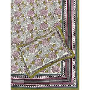 King Size 100% Cotton Hand Block Printed Double Bedsheet Pillow Covers Eco-Friendly Floral <b>Comforter</b> <b>Set</b> for Home 3pcs <b>Set</b> - Product Image 1