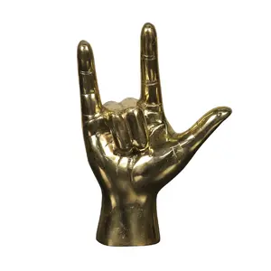 New Aluminum Hand High Quality Golden Finishing Sculpture For Table Decoration Sale For Wholesale Price