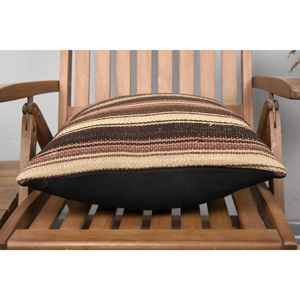 Oreiller Kilim en laine marron 18x18 pouces coussin à motifs moelleux de luxe tissé plume d'impression carrée Vintage pour la literie de noël - Product Image 5