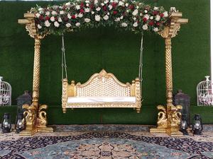 Columpio DE BODA tallado tradicional para asientos de novia y novio estilo antiguo acabado dorado Jhula hecho a mano Mehndi ceremonia columpio - Product Image 4