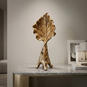 Godong Stand Handcrafted <b>Wooden</b> Leaf Sculpture <b>Rustic</b> Botanical Tabletop Decorative Artwork Stand Home Decor Display Accent - Product Image 2