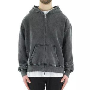 Venta al por mayor nuevo estilo ligero de secado rápido hombres cremallera ácido lavado sudaderas con capucha nuevo tamaño personalizado transpirable hombres cremallera sudaderas con capucha - Product Image 2