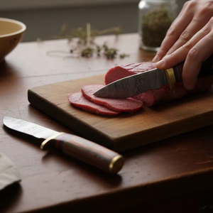 ชุดมีดใบตายเหล็กกล้าคาร์บอนทำมือสไตล์วินเทจ พร้อมปลอกหนัง ด้ามไม้สั่งทำพิเศษ น้ำหนักเบา ใช้ได้ทั้งมือซ้ายและขวา เหมาะสำหรับการล่าสัตว์ - Product Image 2