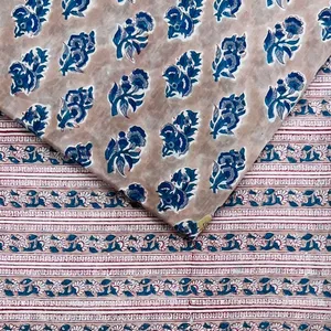 Manufacture Hand block printed cotton fabric Beautiful Design luxury summer wear fabric by the Yard at factory rate Supplier H-18