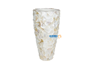 Vase en nacre Capiz moderne de haute qualité pour la décoration intérieure Vase cylindrique rond naturel sûr meubles de salle à manger en osier - Product Image 3