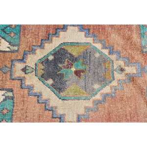 พรมขนแกะสไตล์ตุรกีโบราณขนาด170ซม. x 350ซม. ดีไซน์แบบเย็บปะติดปะต่อกันสีส้มและสีเขียวลวดลายถักทอพื้นหลังยางเพิ่มวัฒนธรรมให้กับพื้นที่ของคุณ! - Product Image 5