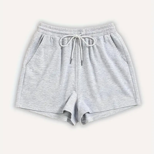 Mes Shorts pour femmes Deux poches à ourlet latéral profond Été Basic Cropped Fit Polyester Vintage Plain Cotton Basketball Shorts - Product Image 1